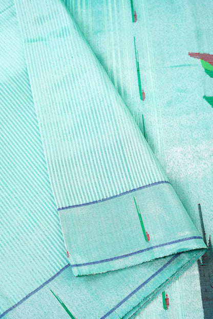 Handwoven Paithani Silk Tissue Saree with Peacock Pallu