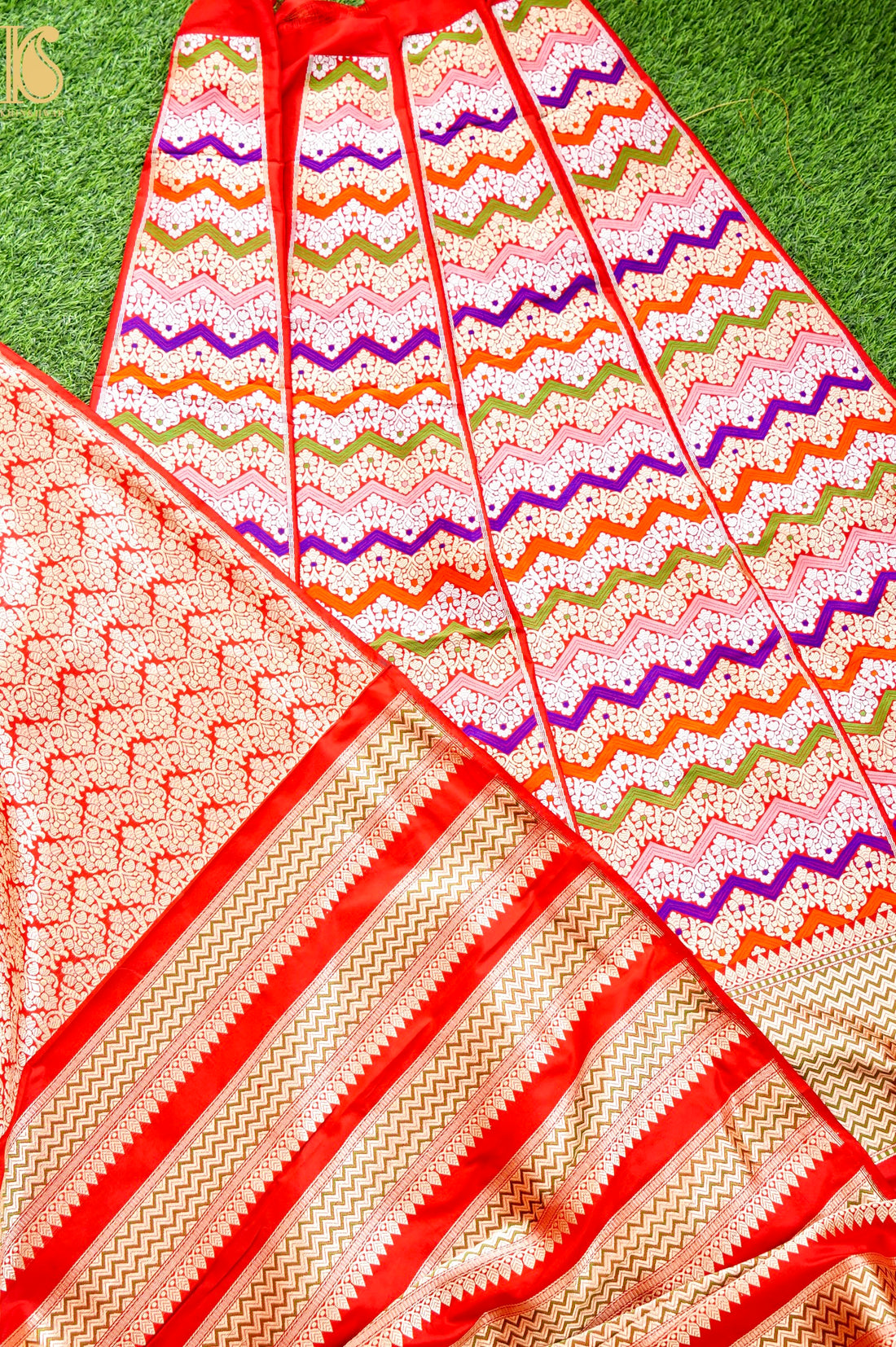 Handloom Banarasi Katan Silk Kalidar Rangtaal Lehenga