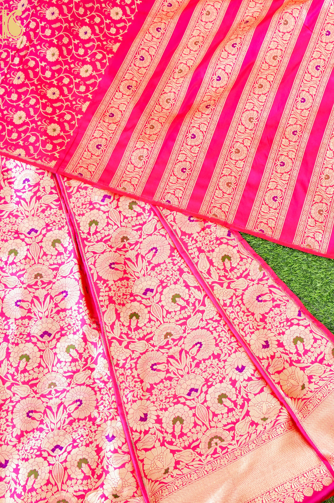 Handloom Banarasi Katan Silk Kalidar Phoolwari Lehenga