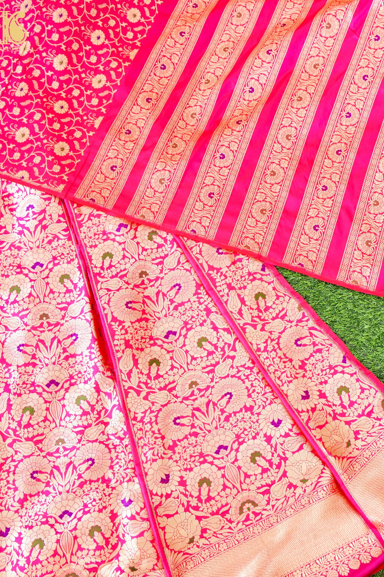 Handloom Banarasi Katan Silk Kalidar Phoolwari Lehenga