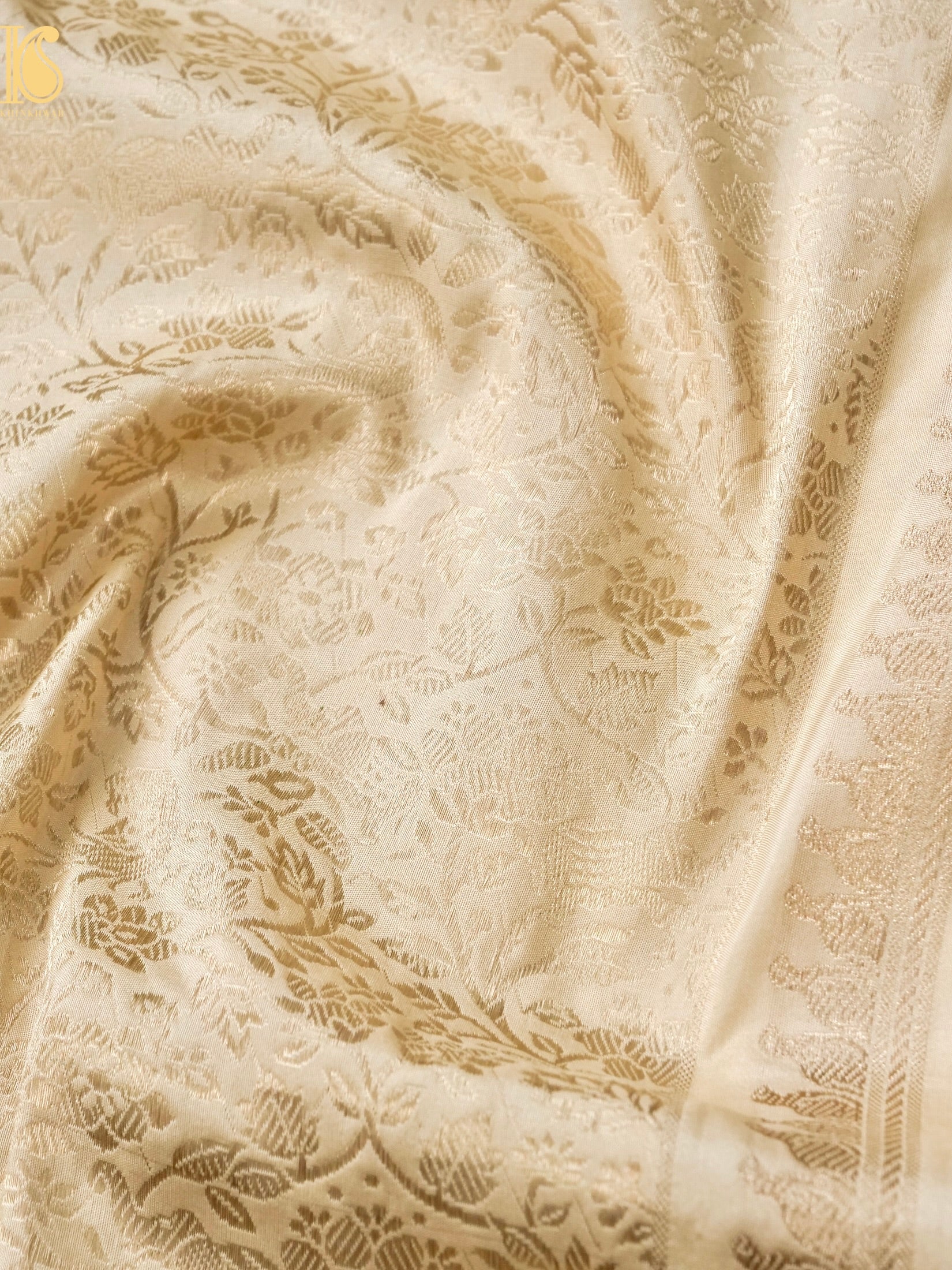 Handloom Banarasi Katan Silk Kadwa Zari Vasket Shikargah Saree