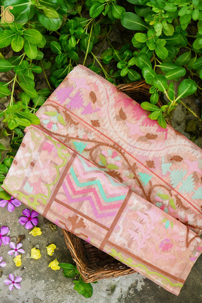 Handloom Banarasi Real Silver Zari Cotton by Tissue Saree
