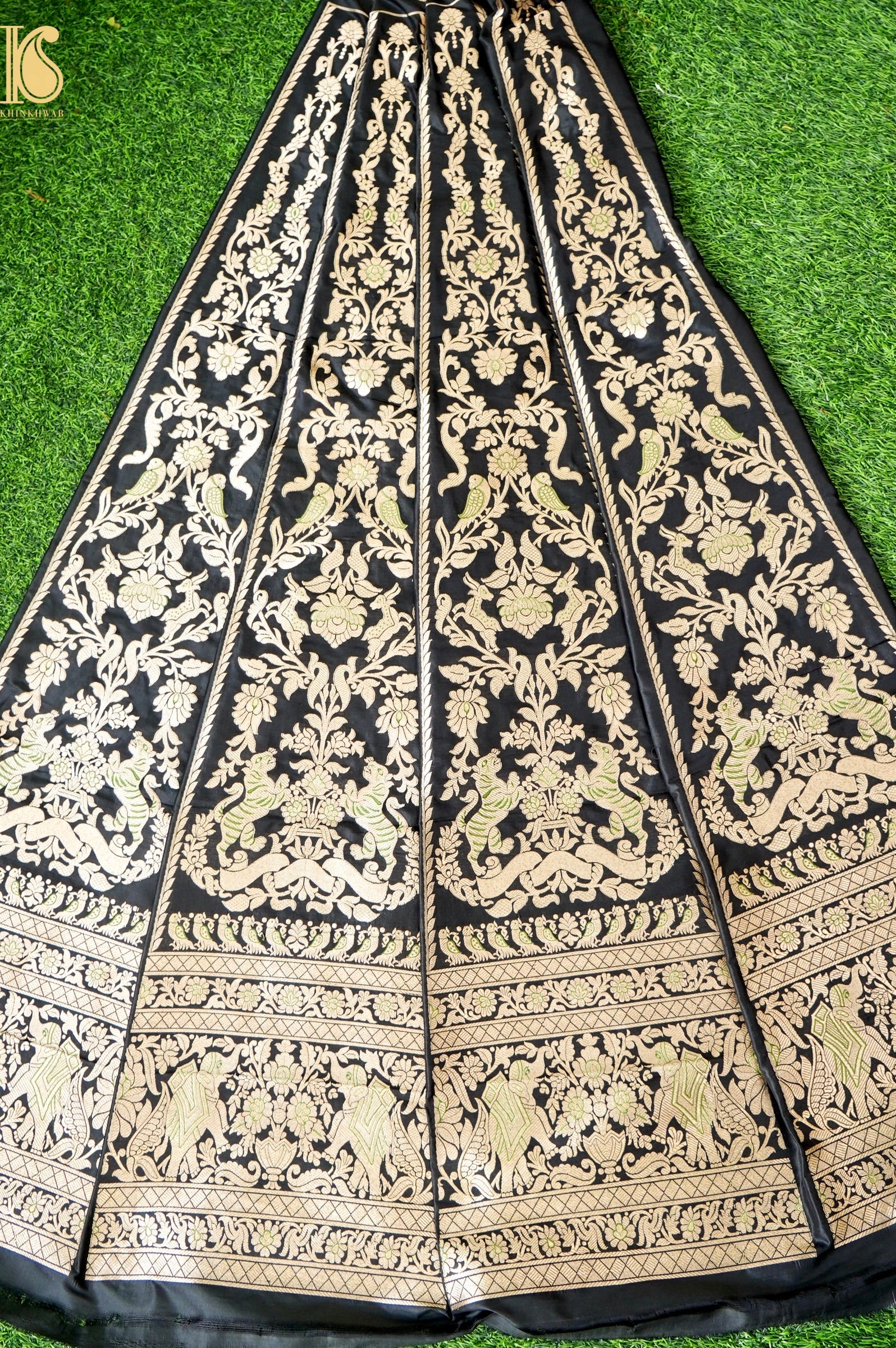 Handloom Banarasi Katan SIlk Kalidar Vanrajni Lehenga