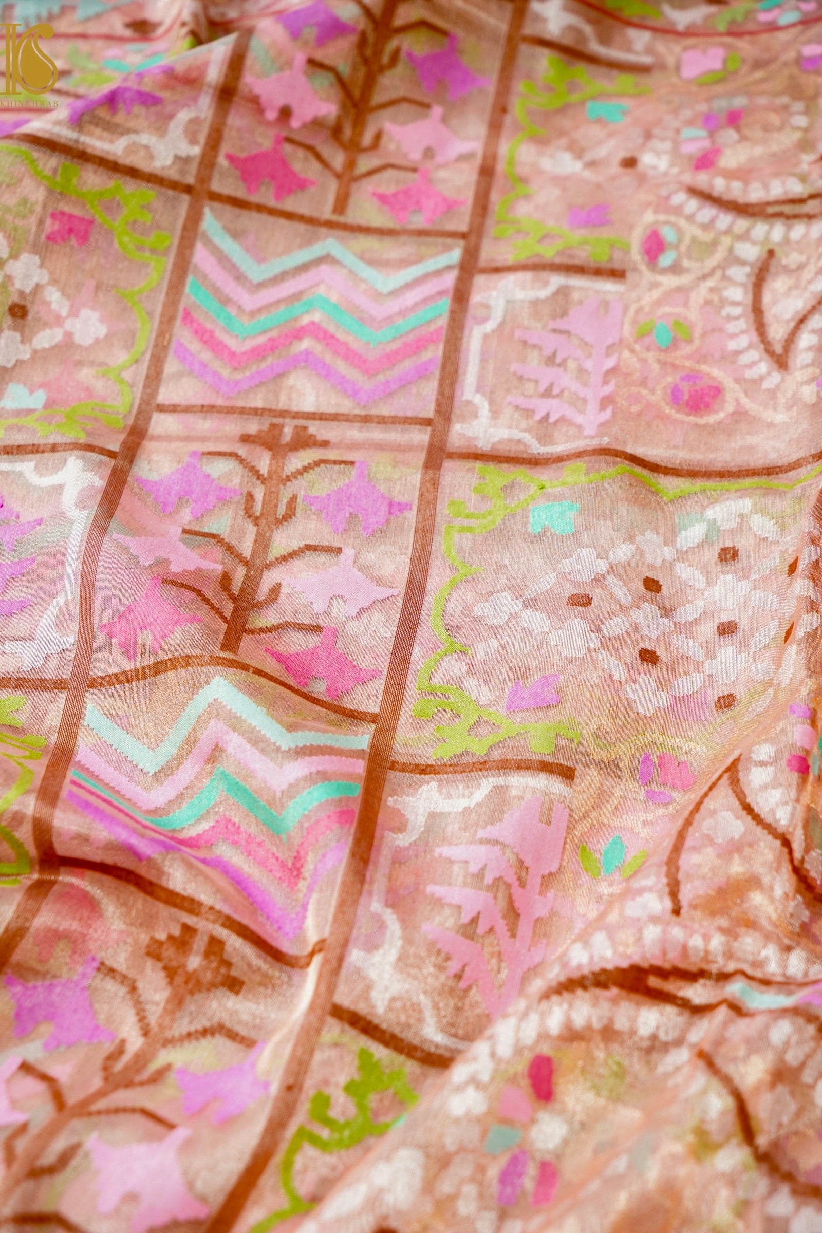Handloom Banarasi Real Silver Zari Cotton by Tissue Saree