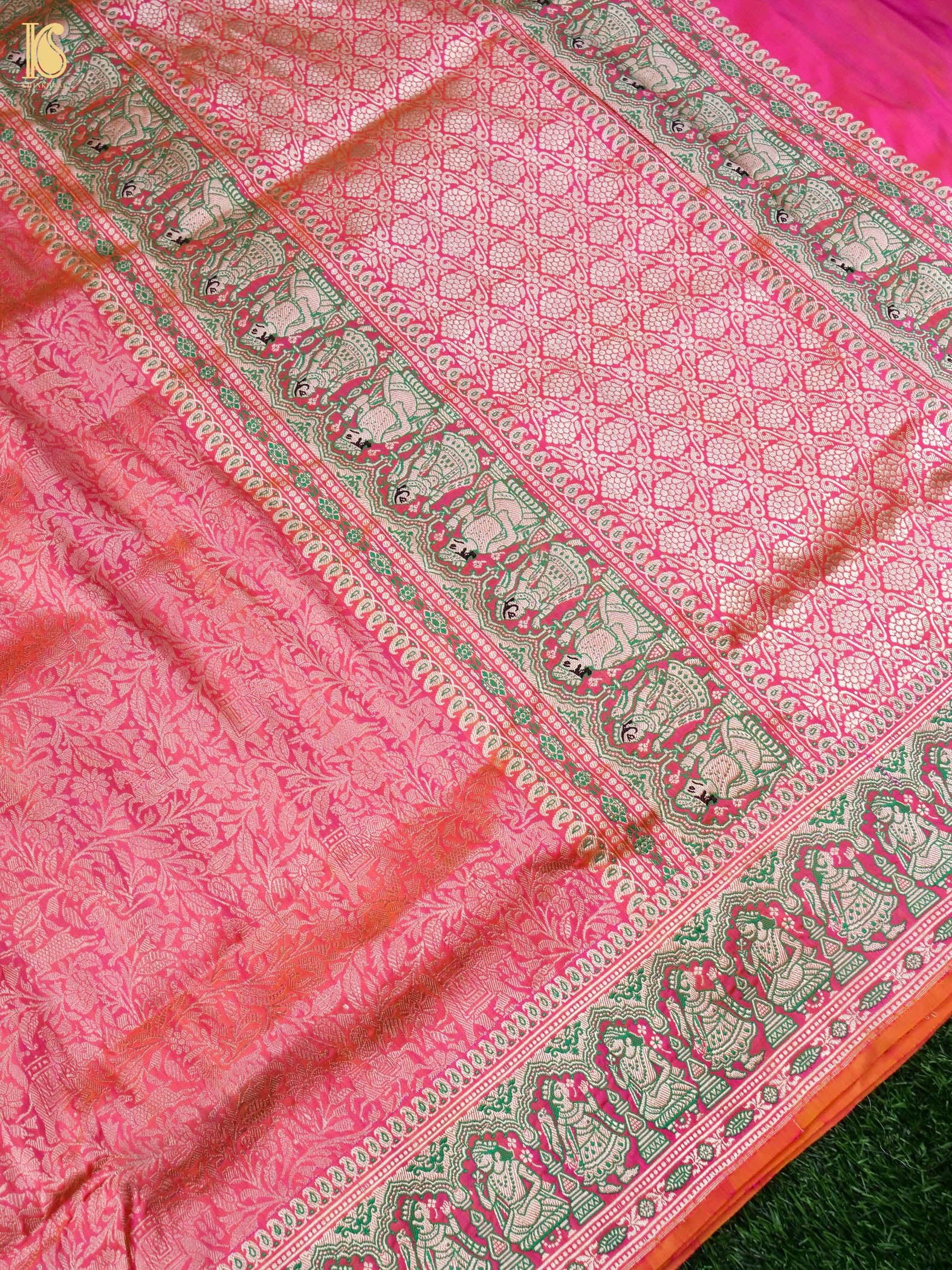 Handloom Baluchari Banarasi Katan Silk Shikargah Saree