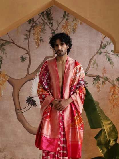 Handloom Banarasi Rangkat Katan Silk Elephant Dupatta