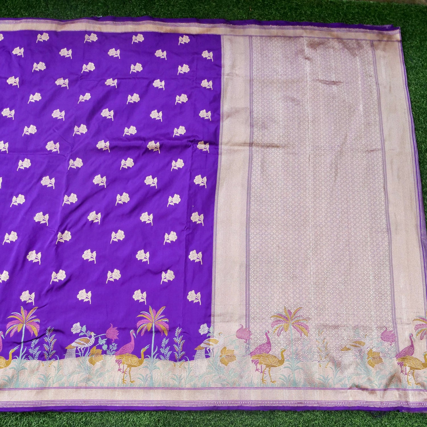 Handwoven Banarasi Katan Silk Kadwa Saree in Violet