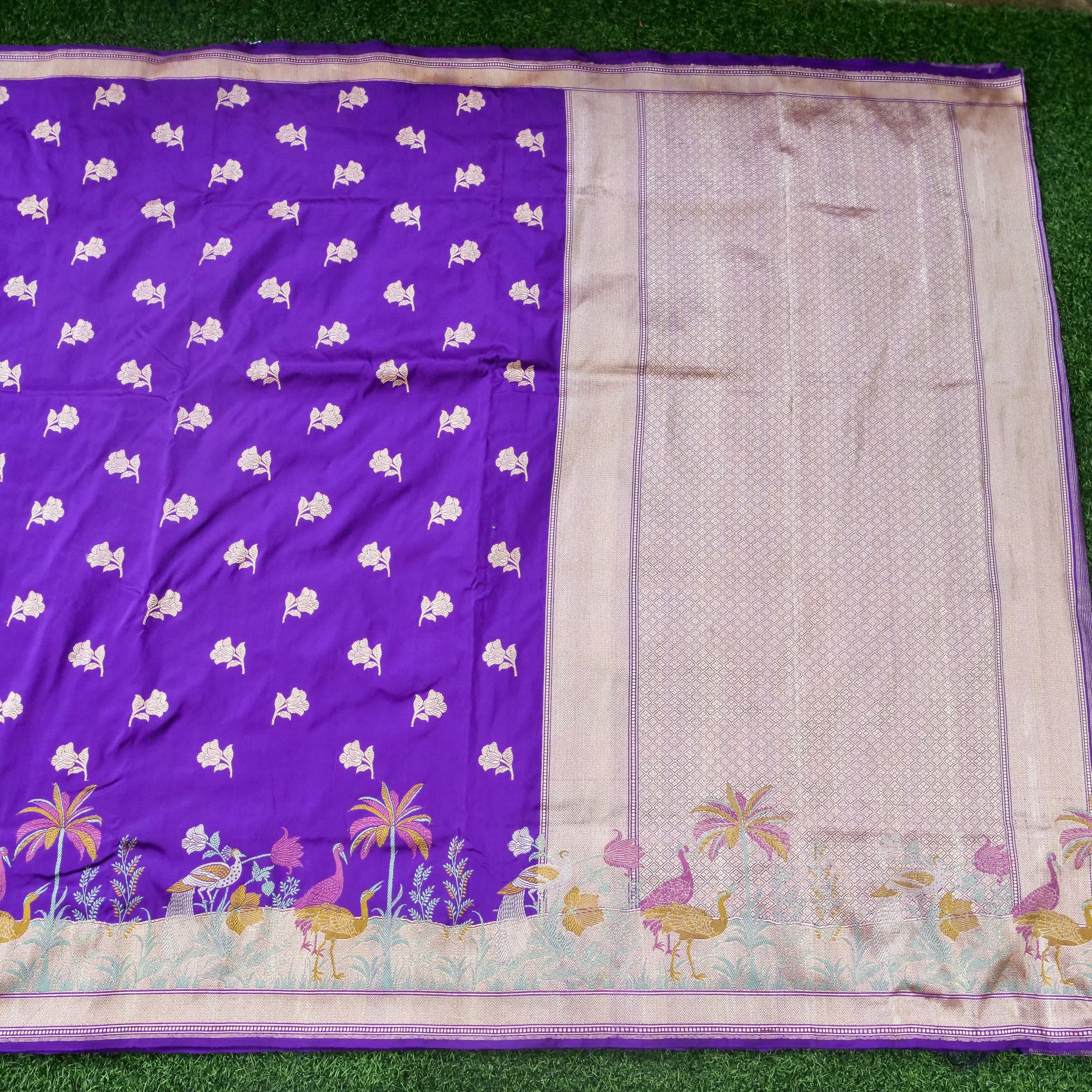 Handwoven Banarasi Katan Silk Kadwa Saree in Violet