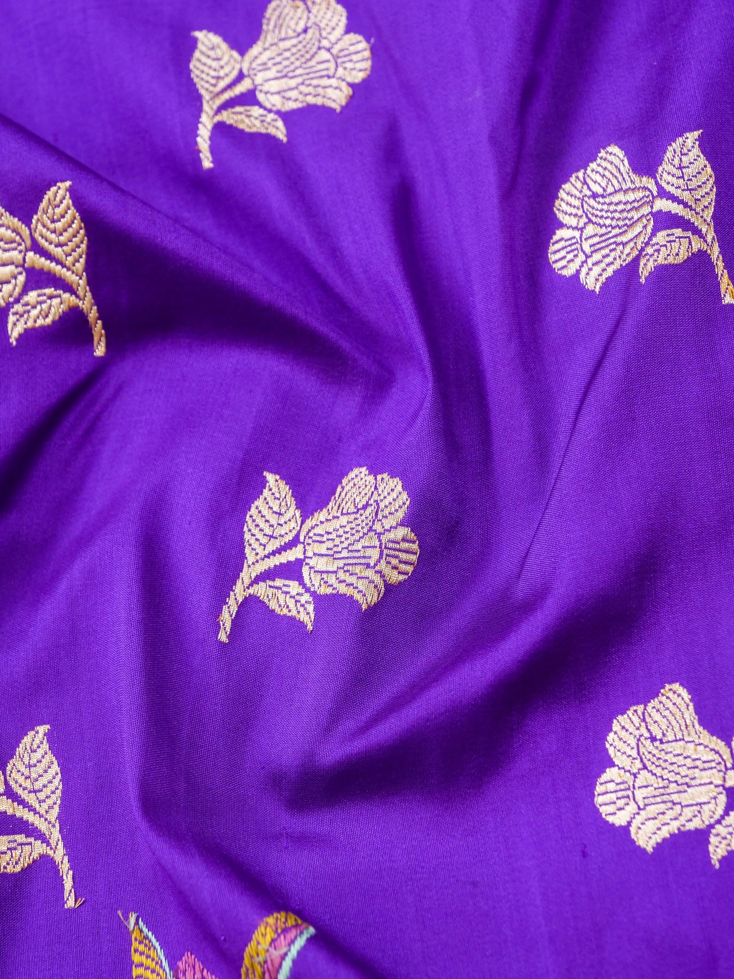 Handwoven Banarasi Katan Silk Kadwa Saree in Violet