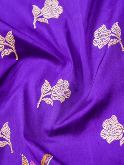 Handwoven Banarasi Katan Silk Kadwa Saree in Violet