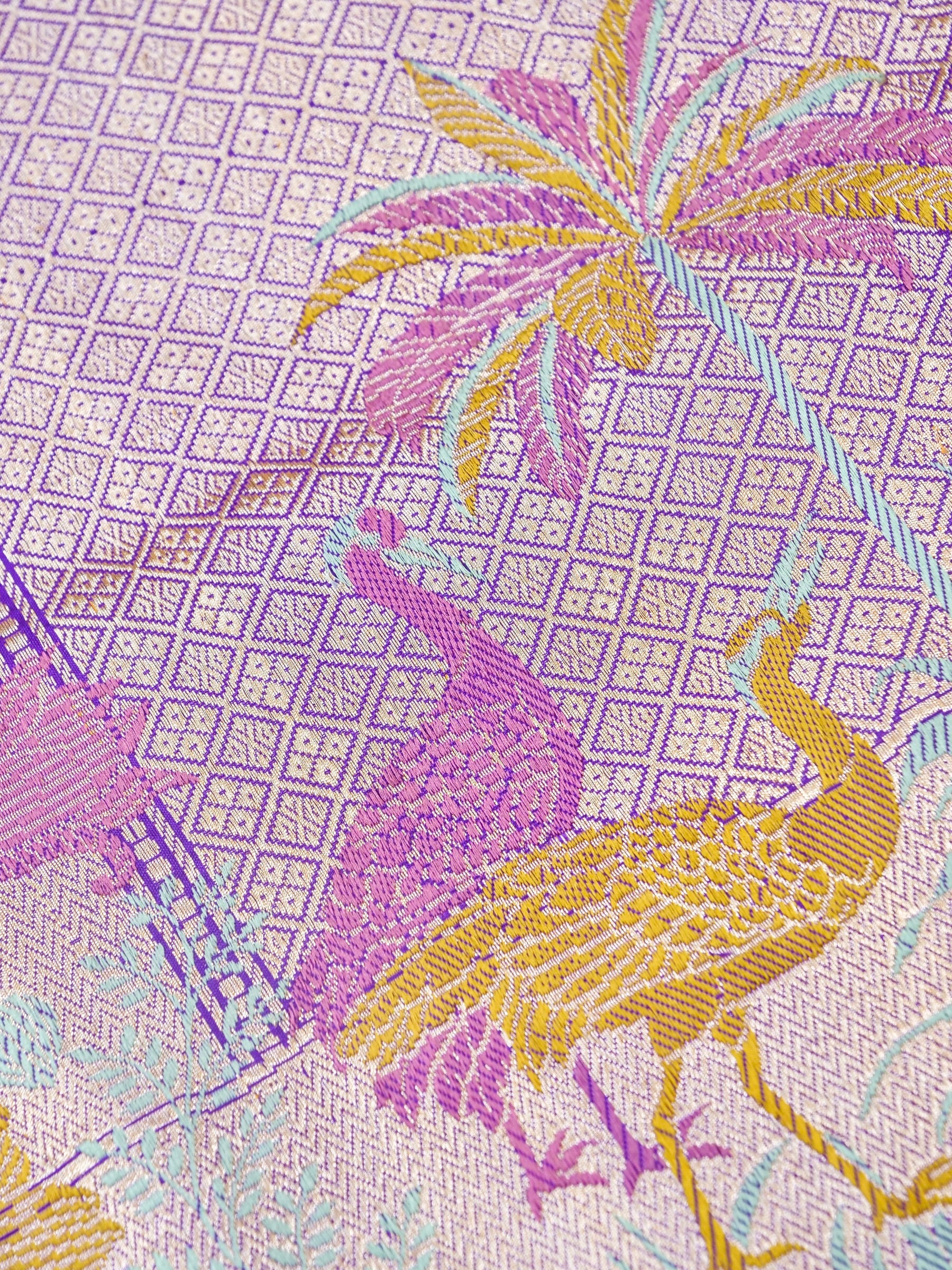Handwoven Banarasi Katan Silk Kadwa Saree in Violet