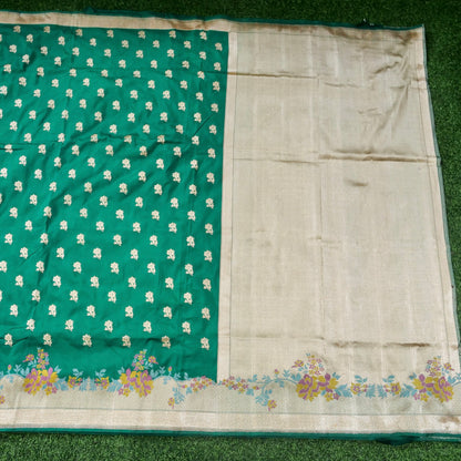 Handloom Banarasi Katan Silk Kadwa Saree in Rama Green