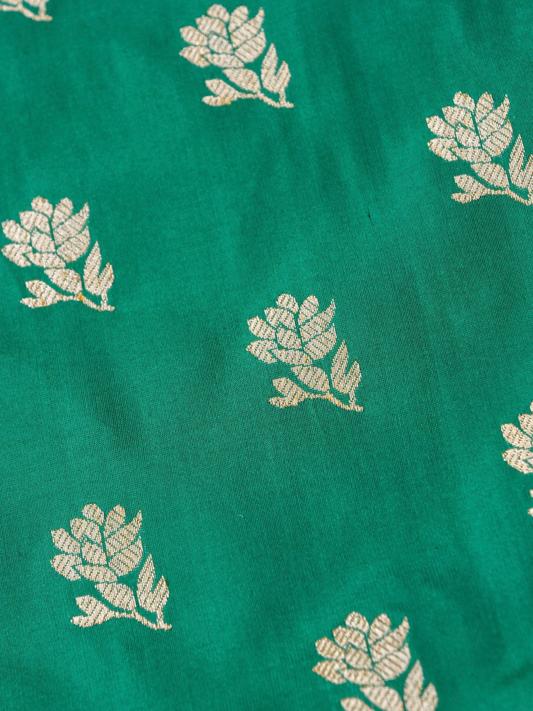 Handloom Banarasi Katan Silk Kadwa Saree in Rama Green