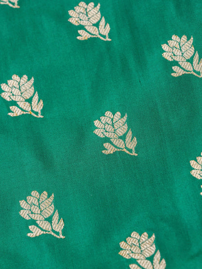 Handloom Banarasi Katan Silk Kadwa Saree in Rama Green