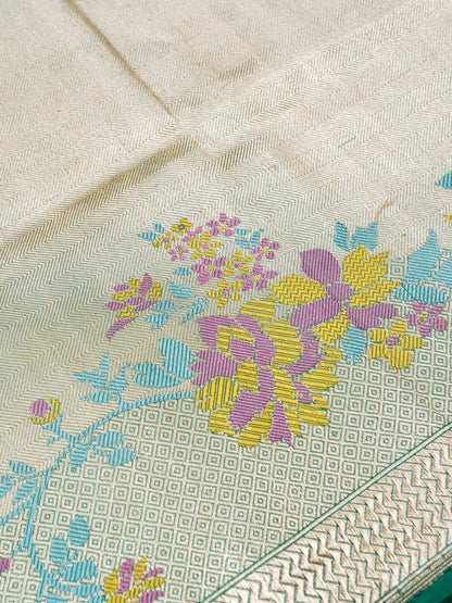 Handloom Banarasi Katan Silk Kadwa Saree in Rama Green