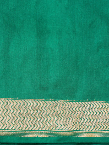 Handloom Banarasi Katan Silk Kadwa Saree in Rama Green