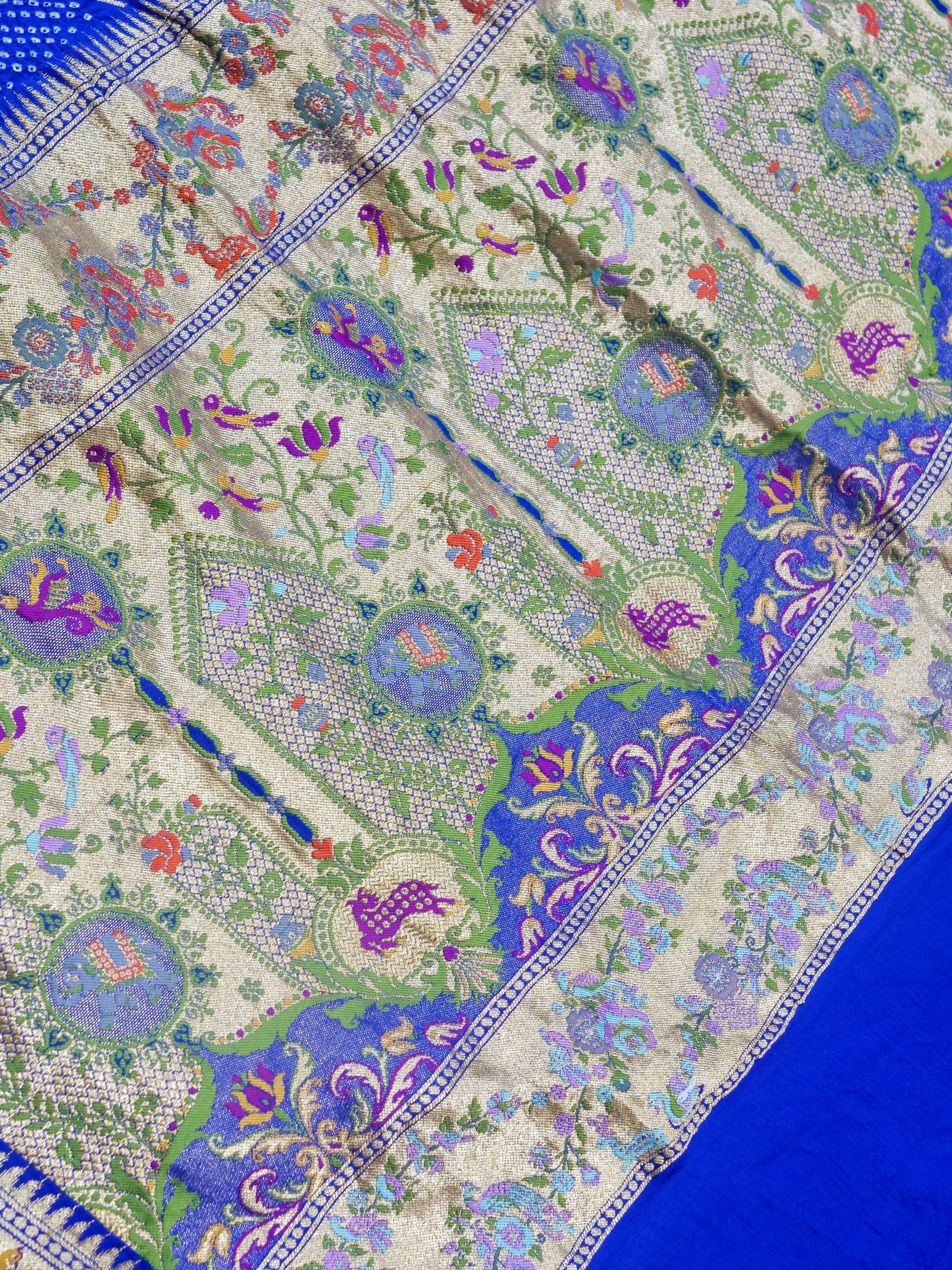 Bandhani Banarasi Georgette Dupatta in Orange Blue Ombre