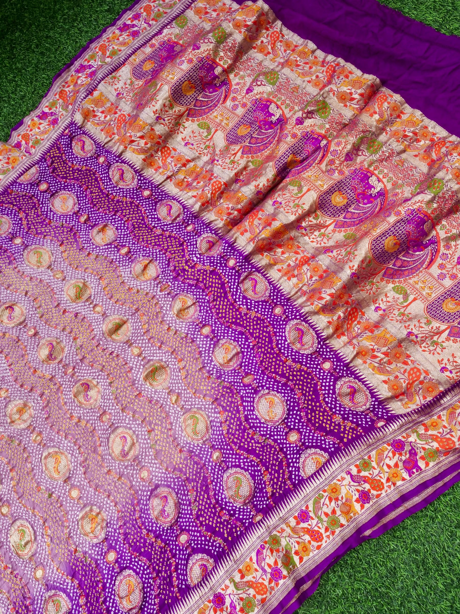 Bandhani Banarasi Georgette Dupatta in Lavender Purple Ombre