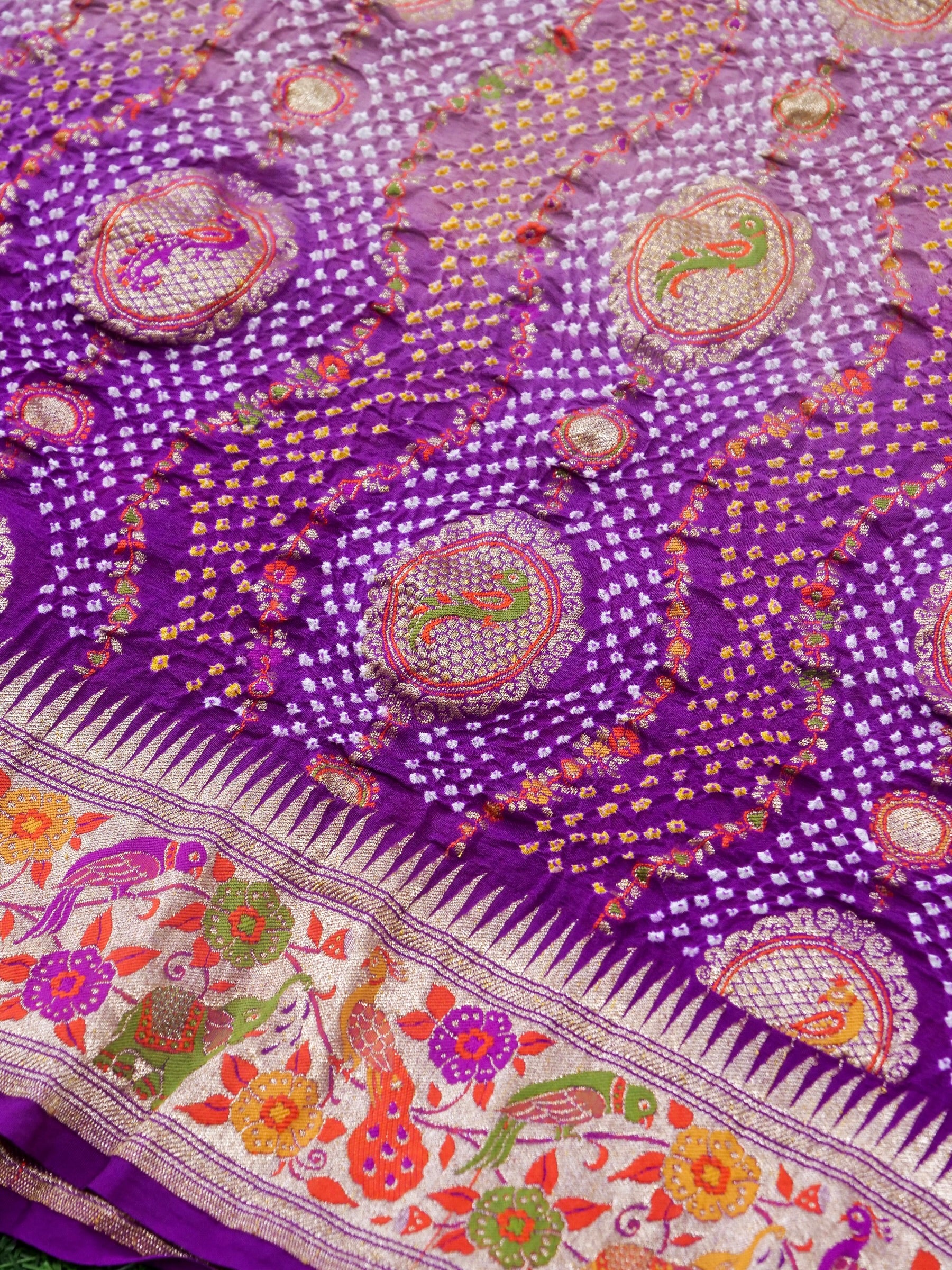 Bandhani Banarasi Georgette Dupatta in Lavender Purple Ombre