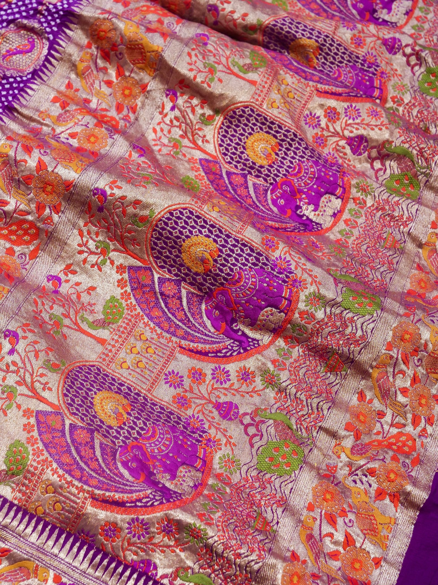 Bandhani Banarasi Georgette Dupatta in Lavender Purple Ombre