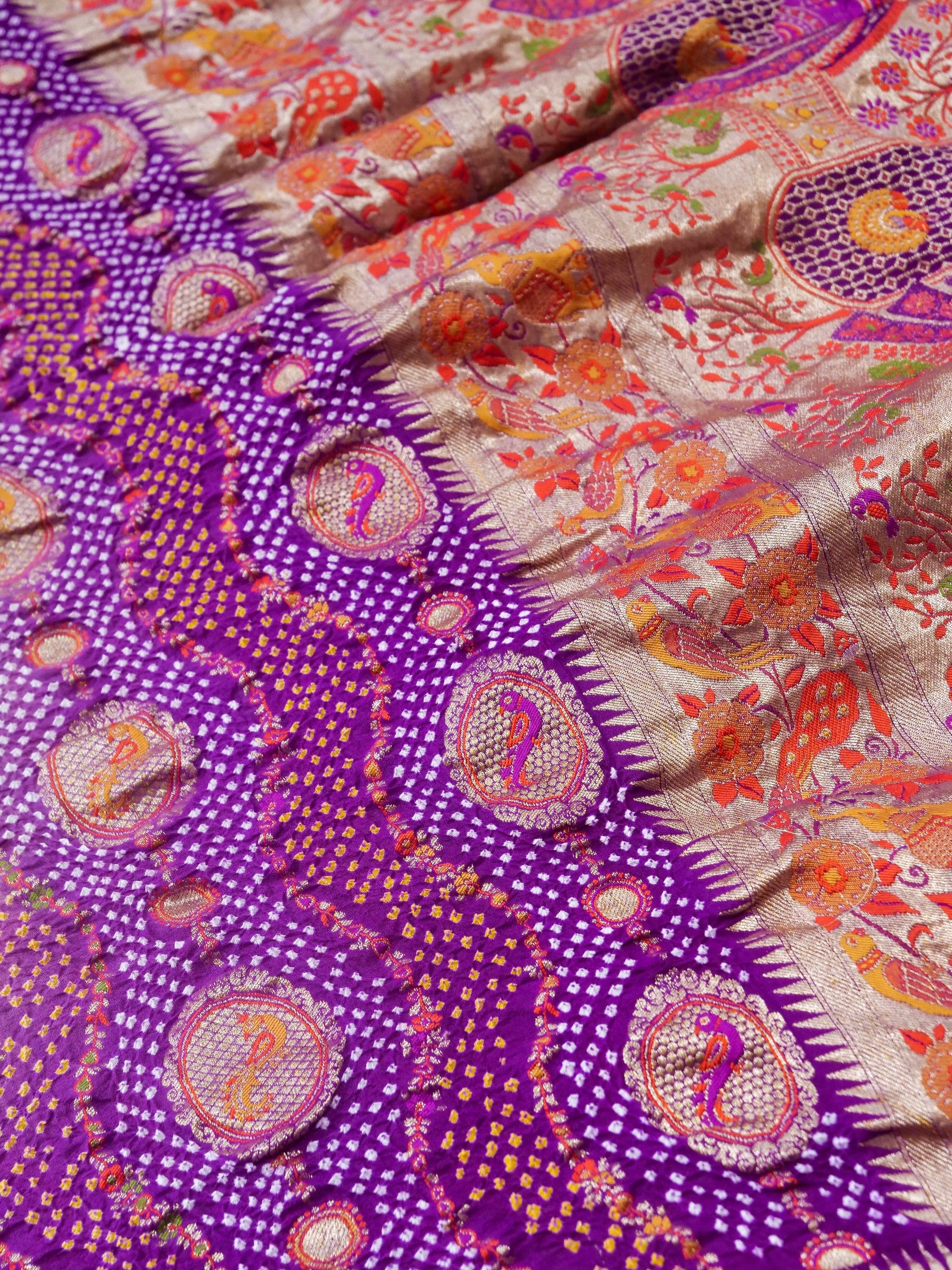 Bandhani Banarasi Georgette Dupatta in Lavender Purple Ombre