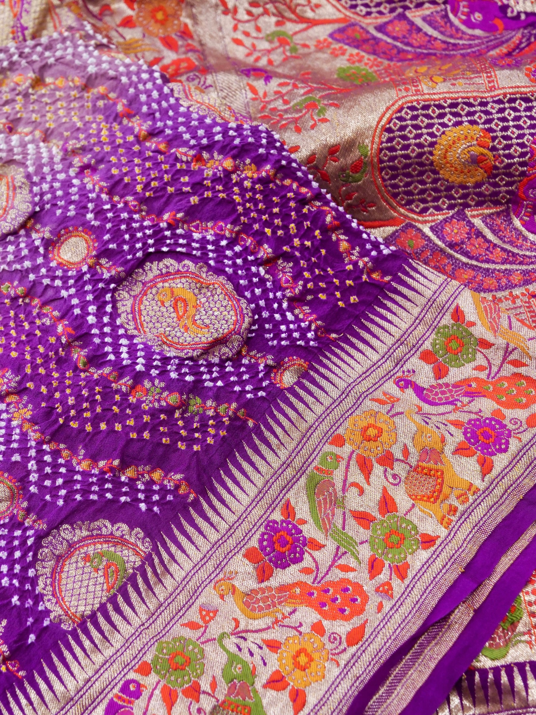 Bandhani Banarasi Georgette Dupatta in Lavender Purple Ombre