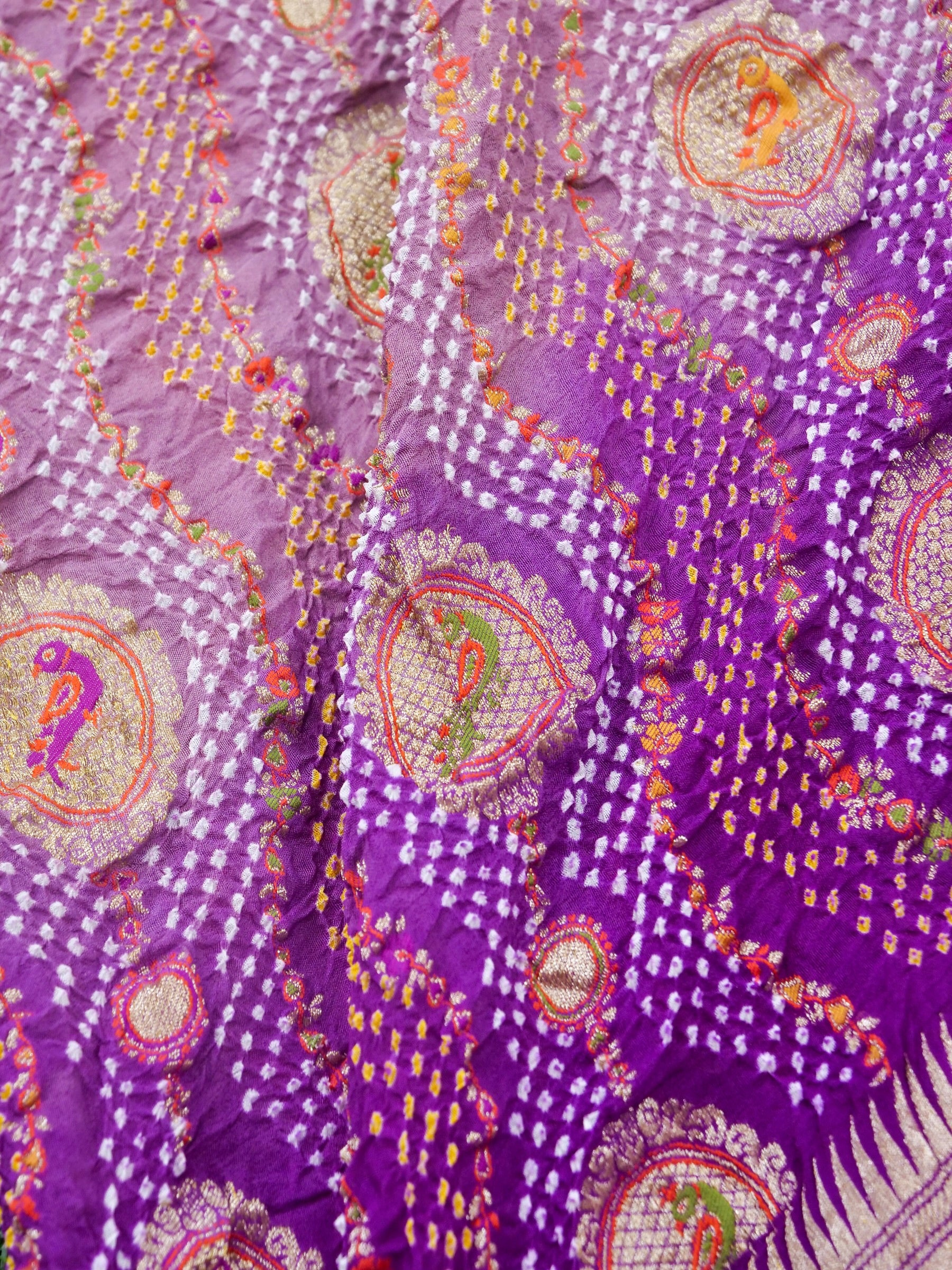 Bandhani Banarasi Georgette Dupatta in Lavender Purple Ombre