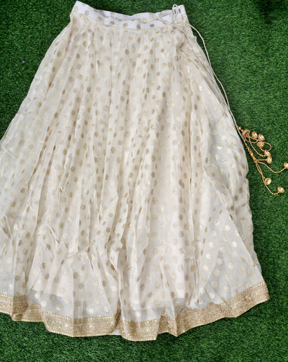 Handwoven Chanderi Silk Kalidar Lehenga Set with Yellow Blouse and Dupatta