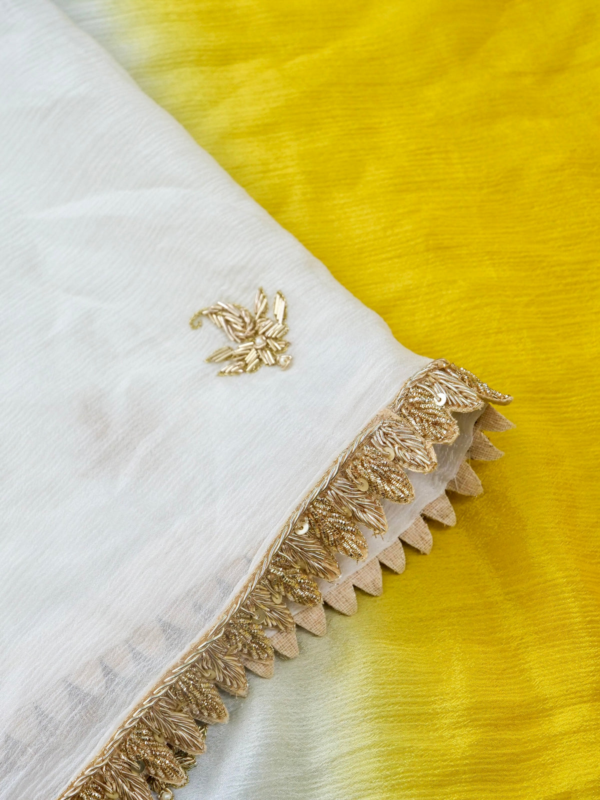 Handwoven Chanderi Silk Kalidar Lehenga Set with Yellow Blouse and Dupatta