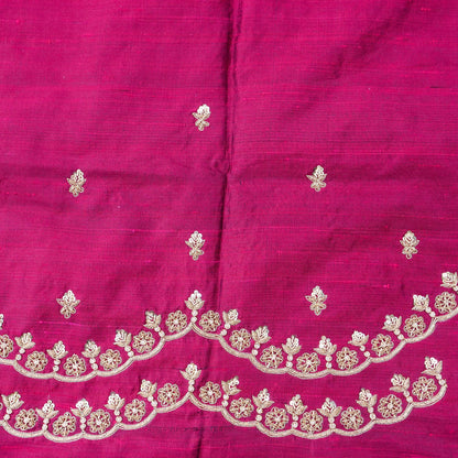 Hand Embroidered Raw Silk Blouse Fabric in Wine