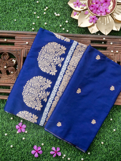 Handloom Banarasi Katan Silk Kadwa Saree in Royal Blue