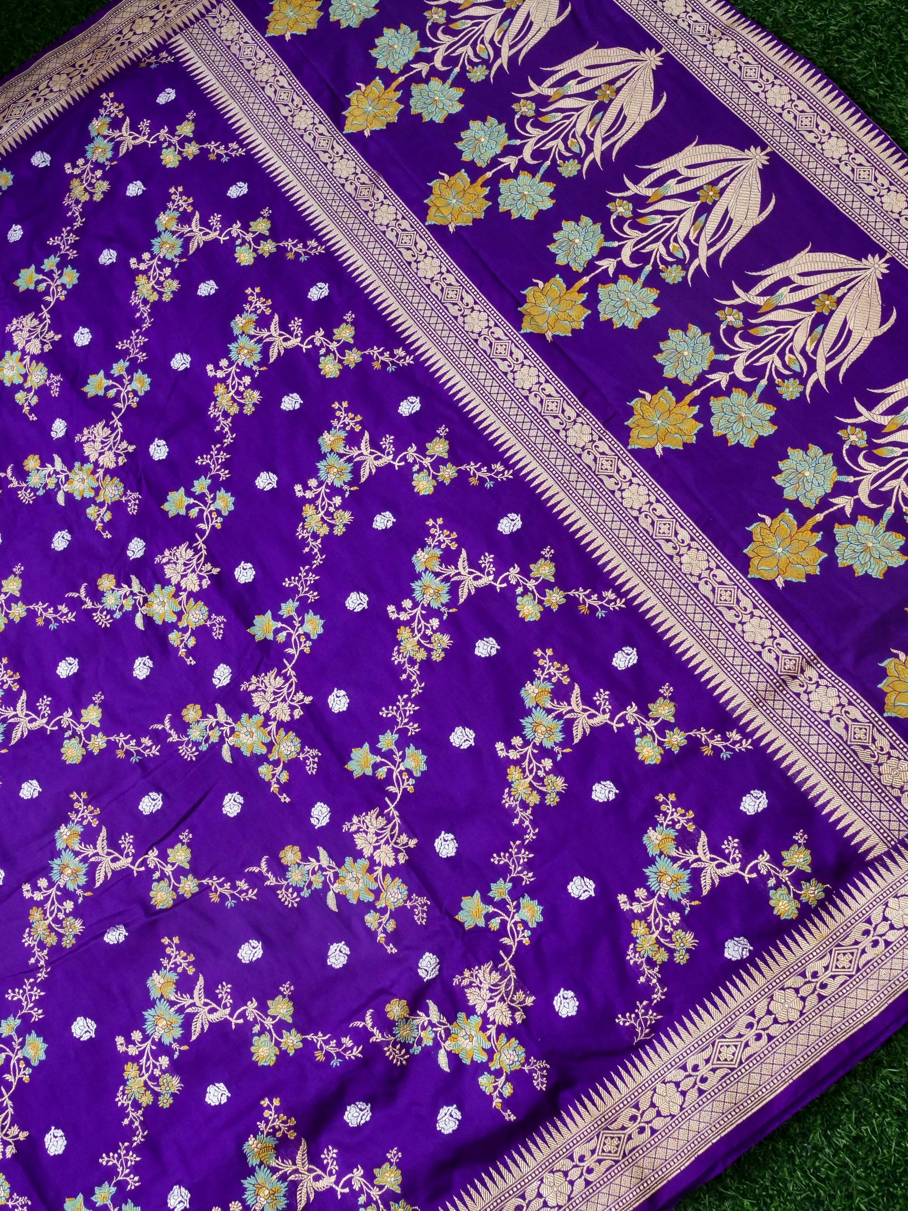 Handwoven Banarasi Katan Silk Saree in Royal Purple