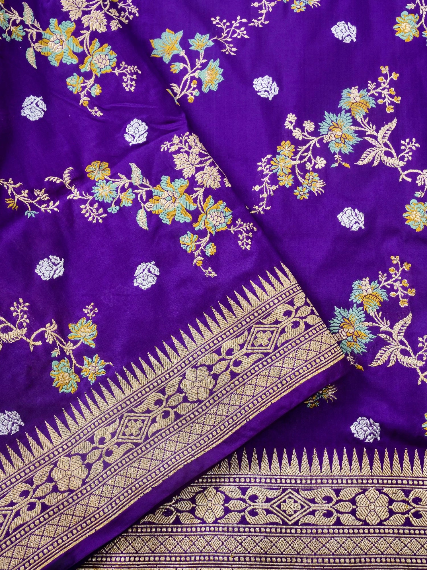 Handwoven Banarasi Katan Silk Saree in Royal Purple
