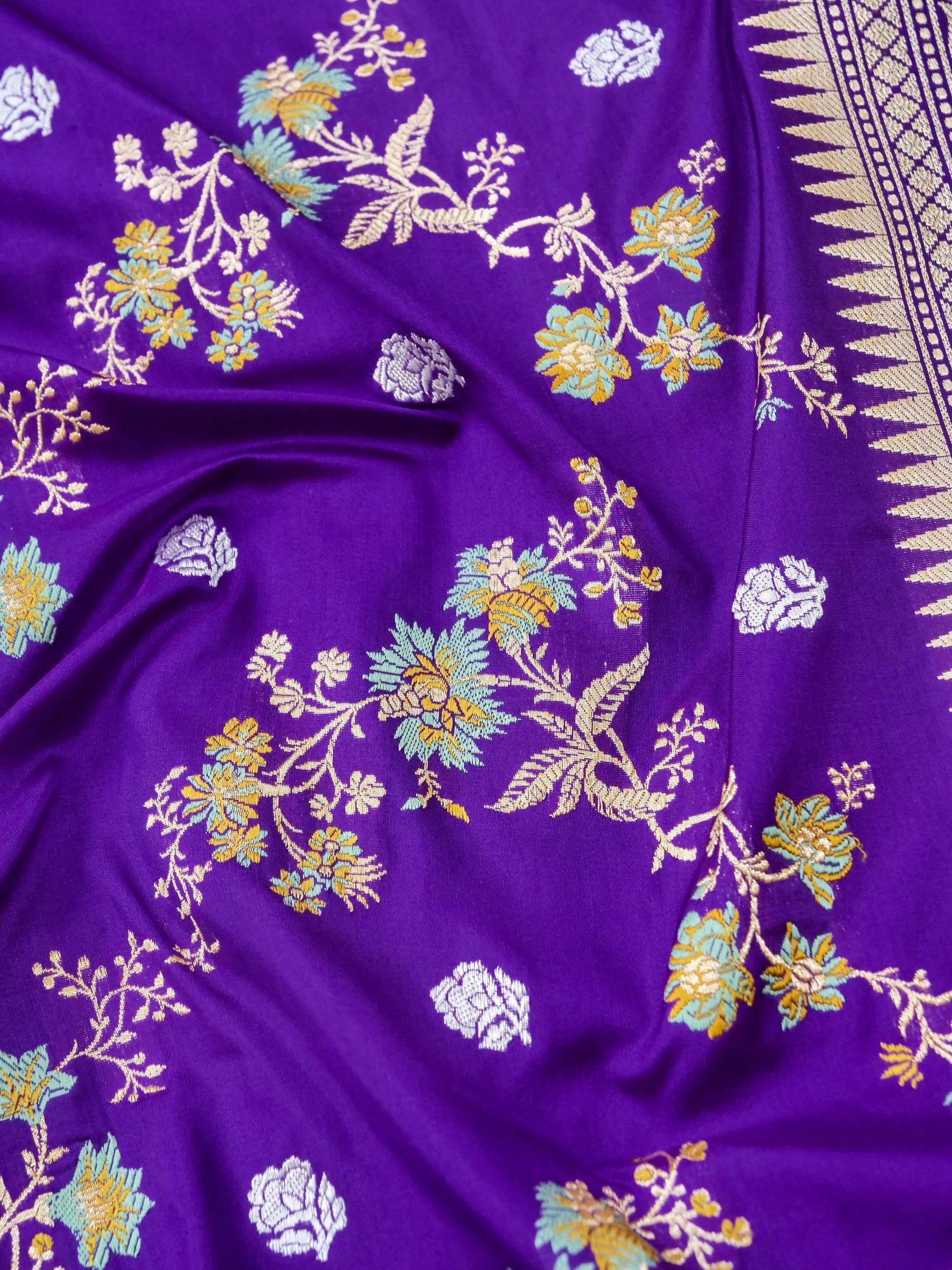 Handwoven Banarasi Katan Silk Saree in Royal Purple