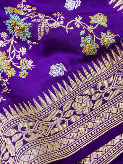 Handwoven Banarasi Katan Silk Saree in Royal Purple
