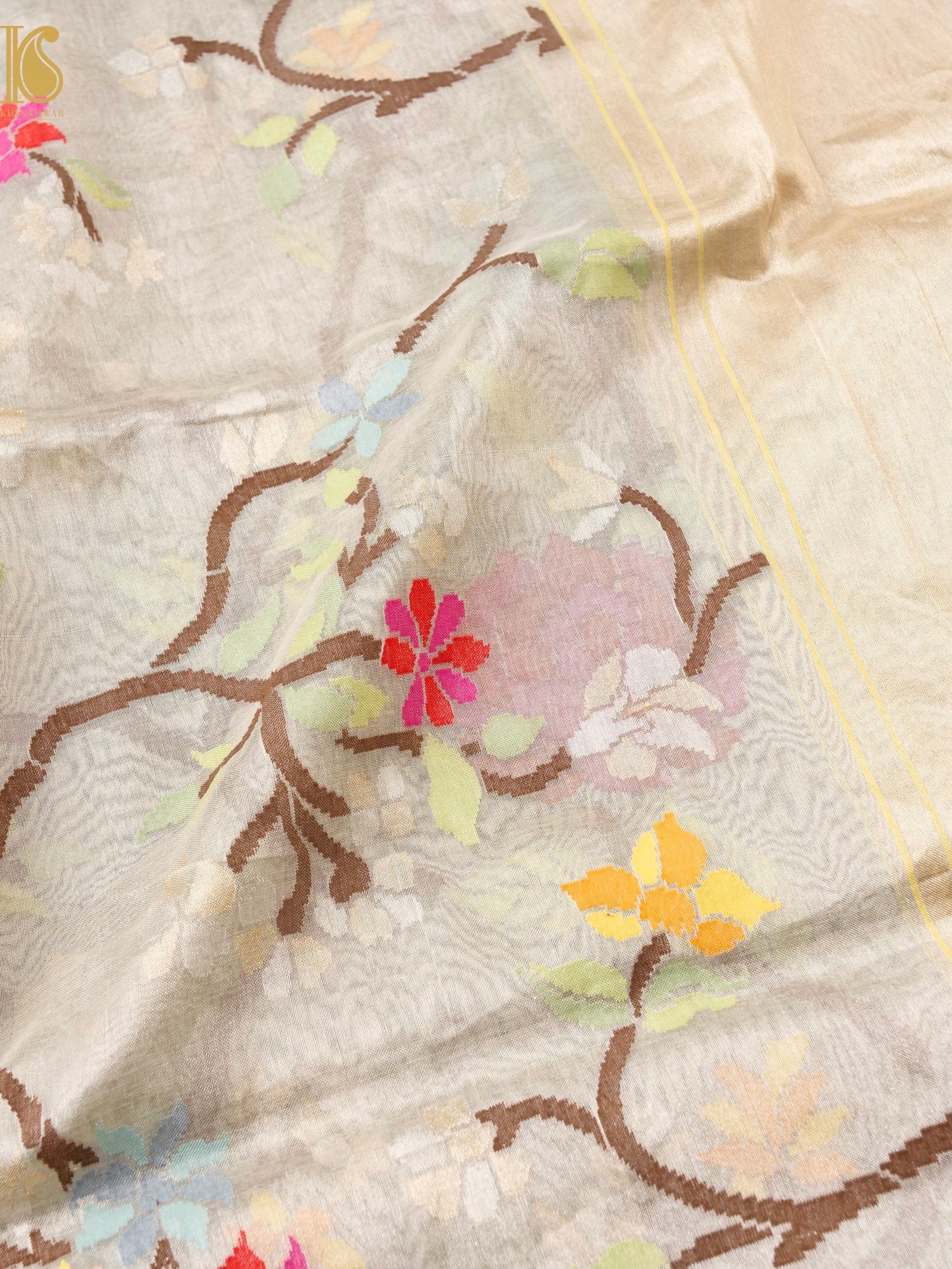 Handloom Banarasi Real Silver Zari Cotton Tissue Dupatta