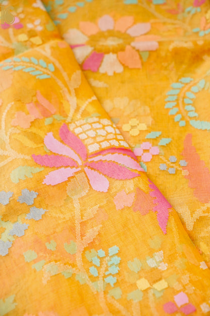 Handloom Banarasi Real Silver Zari Cotton Saree
