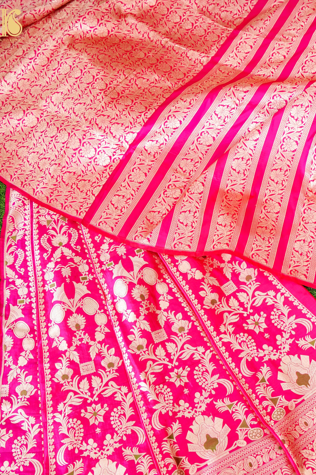 Handloom Banarasi Katan Silk Kalidar Rajrika Lehenga