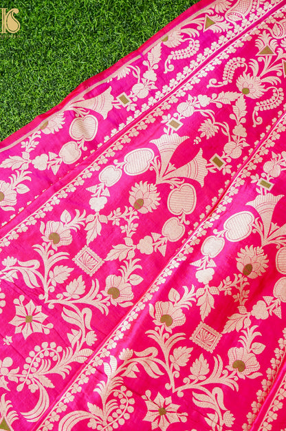 Handloom Banarasi Katan Silk Kalidar Rajrika Lehenga