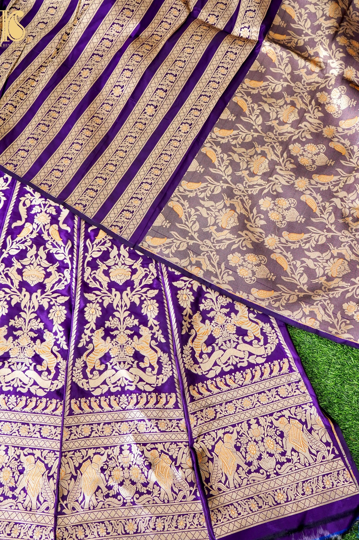 Handloom Banarasi Katan SIlk Kalidar Vanrajni Lehenga