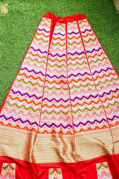 Handloom Banarasi Katan Silk Kalidar Rangtaal Lehenga