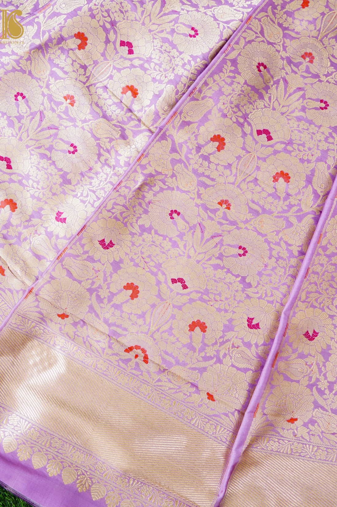 Handloom Banarasi Katan Silk Kalidar Phoolwari Lehenga
