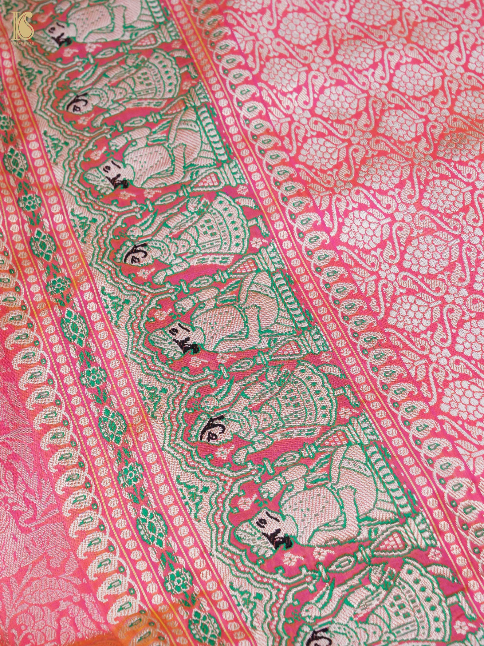 Handloom Baluchari Banarasi Katan Silk Shikargah Saree