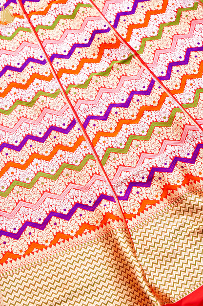 Handloom Banarasi Katan Silk Kalidar Rangtaal Lehenga