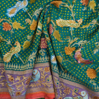 Pure Georgette Birds Banarasi Saree