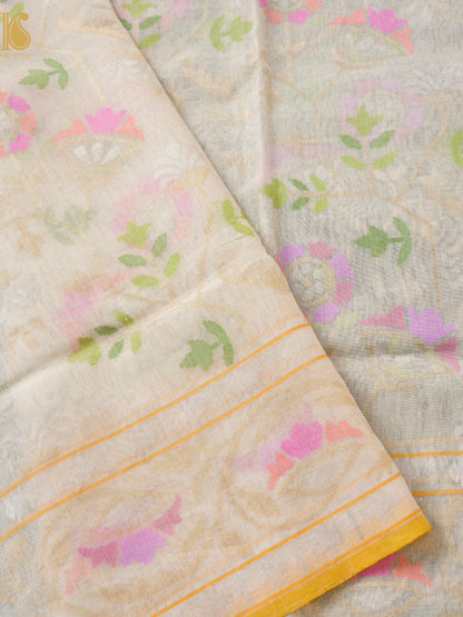 Handloom Banarasi Real Silver Zari Cotton Dupatta