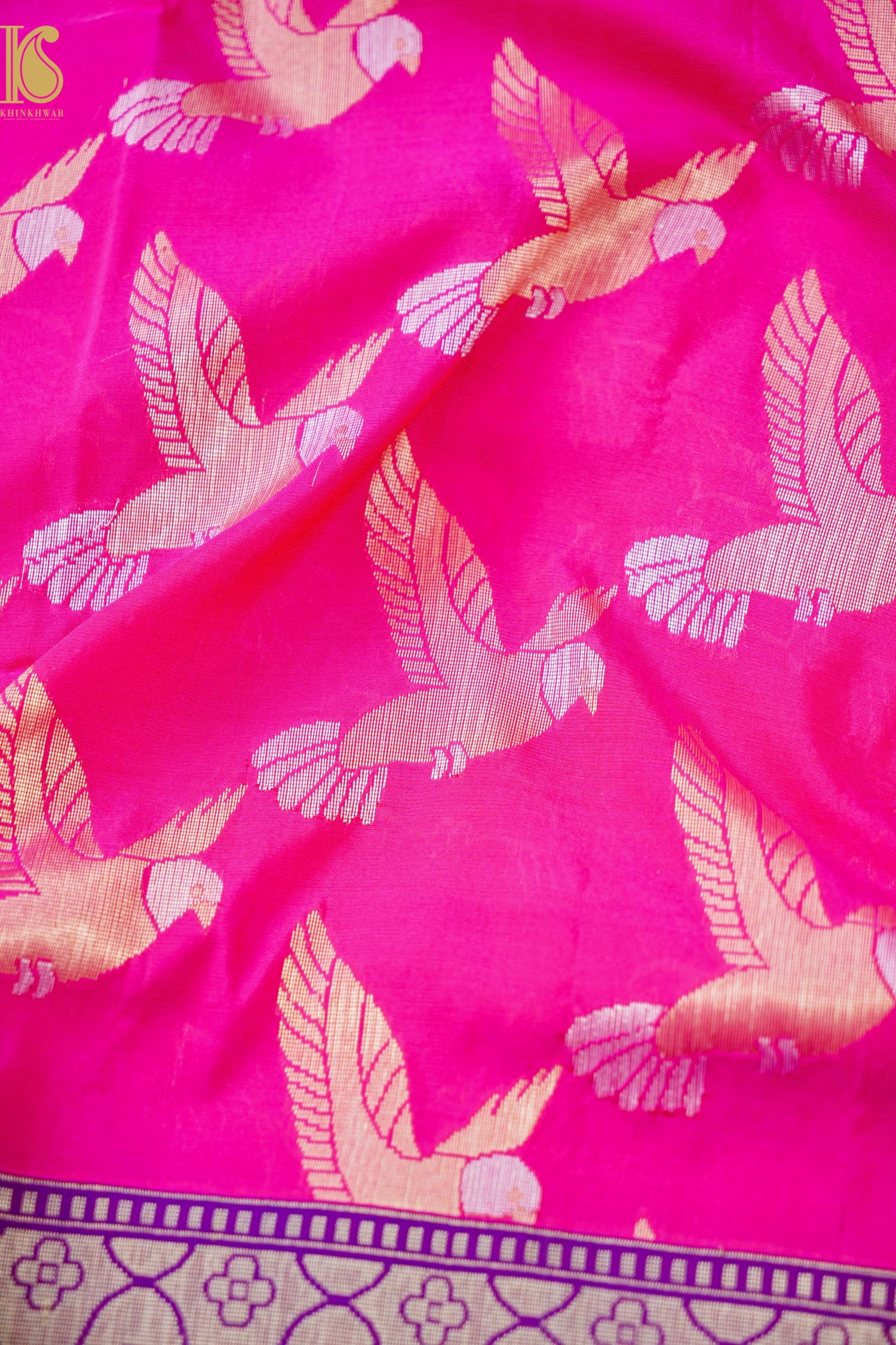Handwoven Katan Silk Banarasi Chidiya Saree