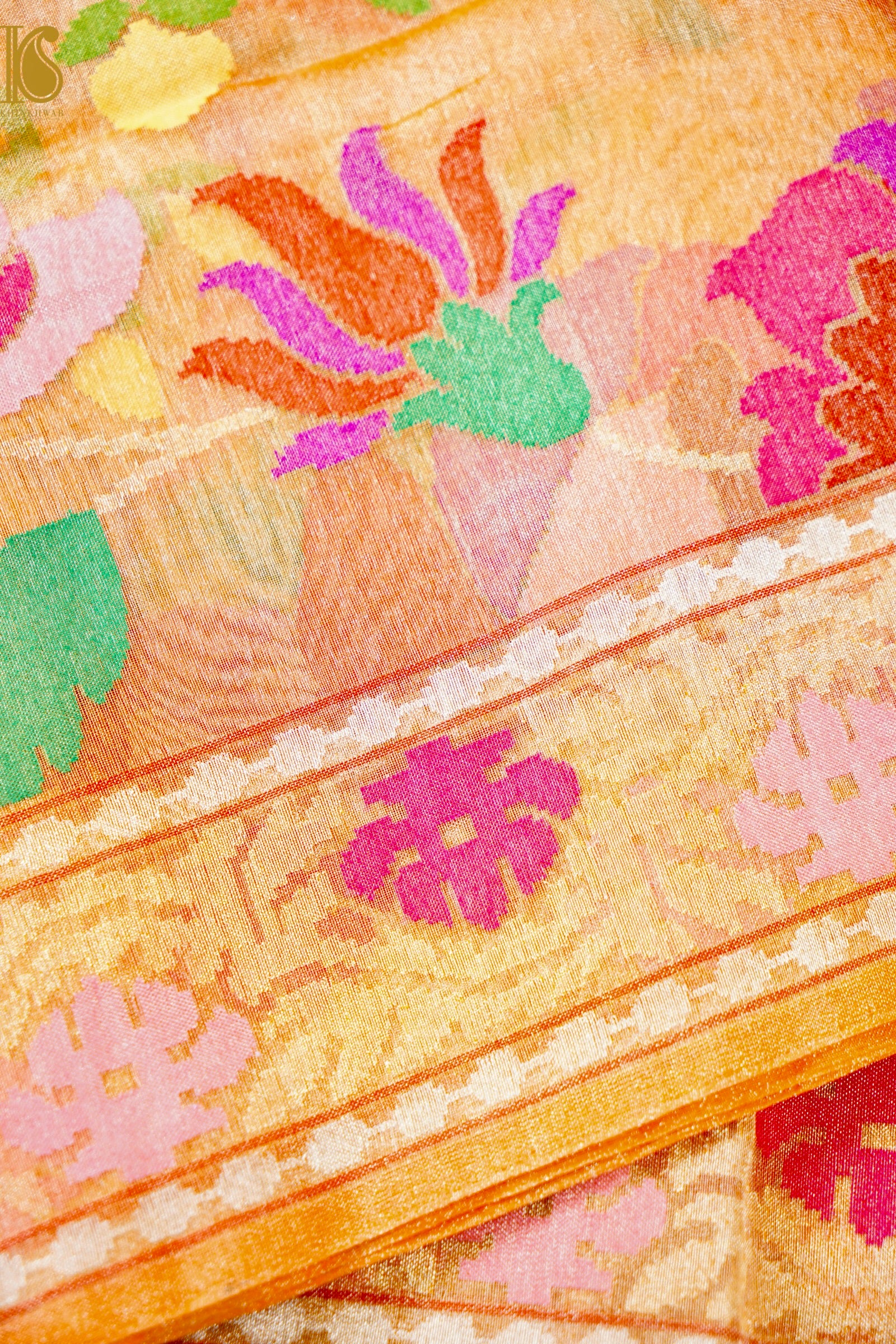 Handloom Banarasi Real Silver Zari Cotton by Tissue Saree