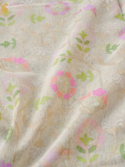 Handloom Banarasi Real Silver Zari Cotton Dupatta