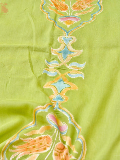 Handwoven Banarasi Moonga Silk Turkish Dupatta with Hand Brush